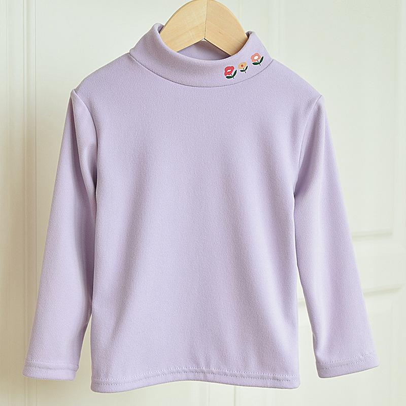 Toddler Kids Half High Neck Long Sleeve Solid Casual Thermal T Shirt Top