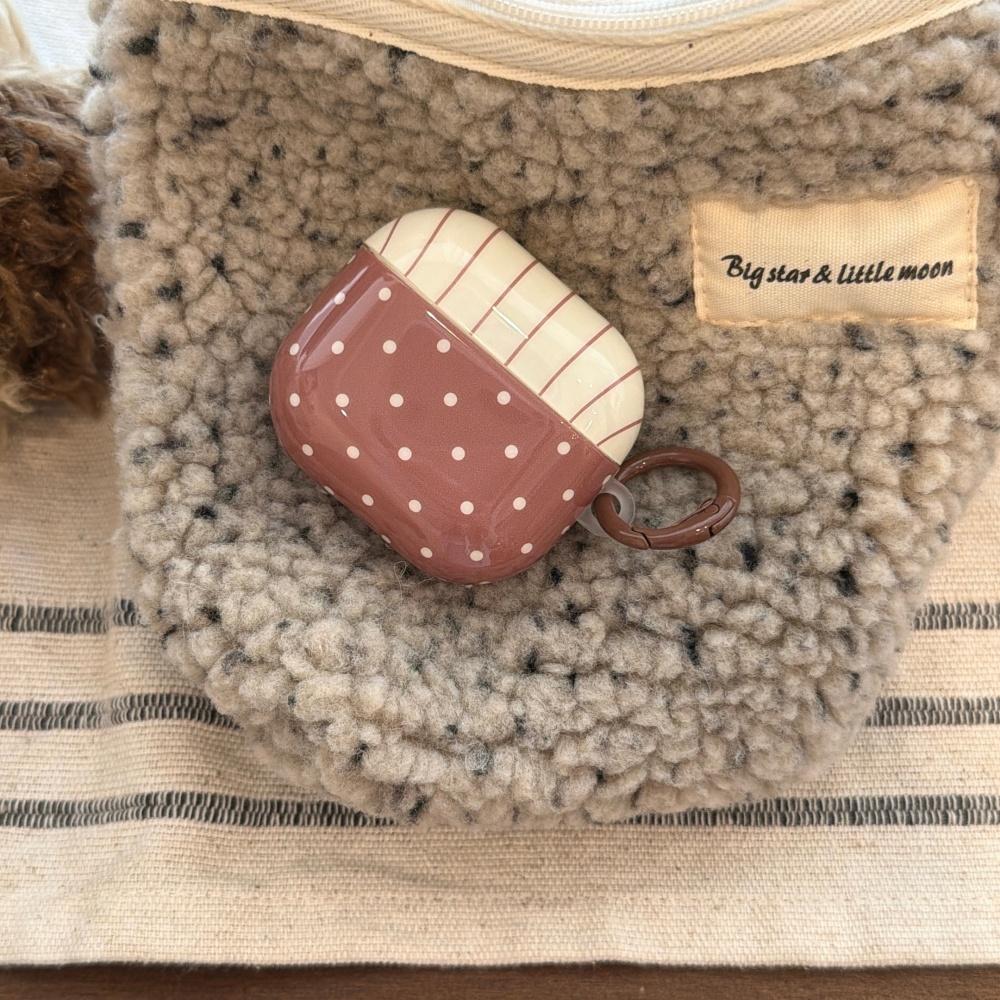 ins korean style brown polka dot stripe airpods 4 case pro 3 new airpods pro 2 cover