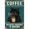 Vintage Metal Tin Sign Funny Cat Coffee Wall Decor for Kitchen Bar Cafe