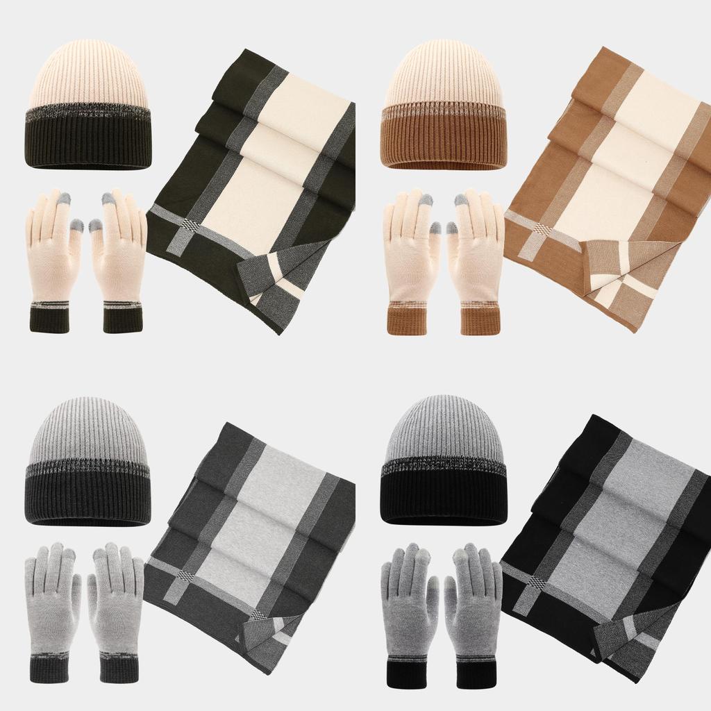 Fashion Knitted Hat Scarf Gloves Set For Winter Warmth With Stylish Design For Men Women