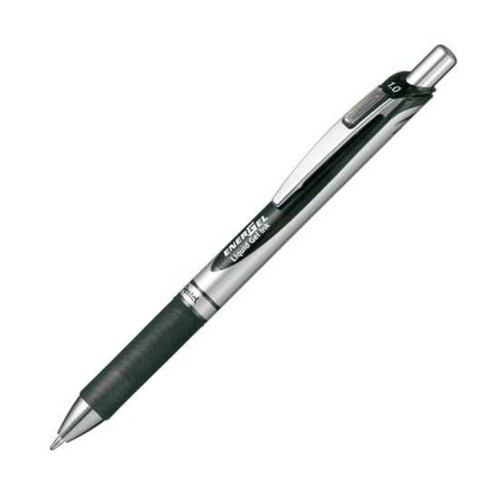 Pentel Ballpoint Pen Gel Ink EnerGel Knock Type 1.0mm Silver Barrel BL80-A Black