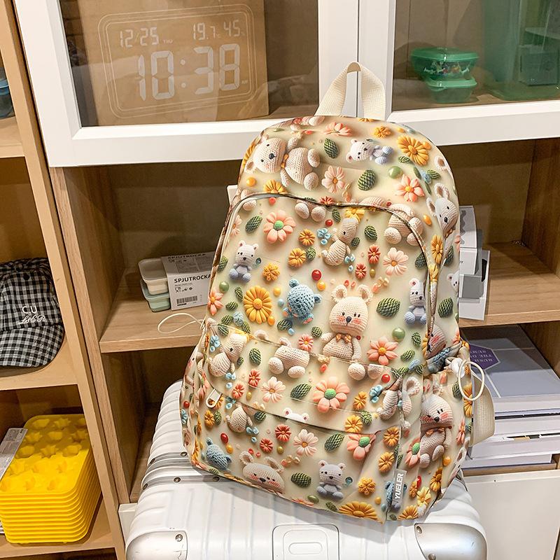 New Lightweight Student Backpacks for Both Boys and Girls  Printed Student Backpack  Female Student Spring Outing Backpack