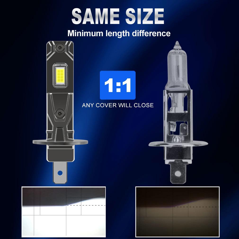 2 st 15000LM H1 LED Strålkastarlampor Mini Canbus H1 LED-lampa för Bilstrålkastare Fläktlös DRL-ljus Auto Diod Dimljus 12V 6500K Vit