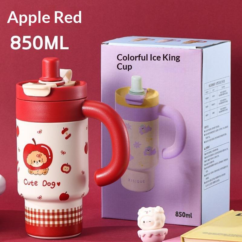 Cute Cartoon 850Ml Stainless Steel Insulated Tumbler With Handle Leakproof Water Cup For Car Office Camping Women Outdoor Use