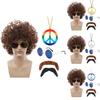 Colorful Coffee Brown Punk Wig For Halloween Parties With Accessories And Hairpieces