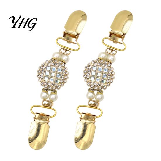 Dress Decor Accessories 2Pcs Vintage Sweater Clips for Women Girls, Retro Faux Pearl And Rhinestones Cardigan Clips, Elegant Fashionable Collar