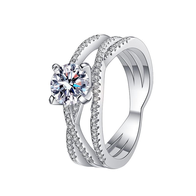D farge 1 karat moissanite ring for kvinner S925 sterling sølv gullbelagt pt950 karat ring forlovelsesring giftering gave til kjæresten