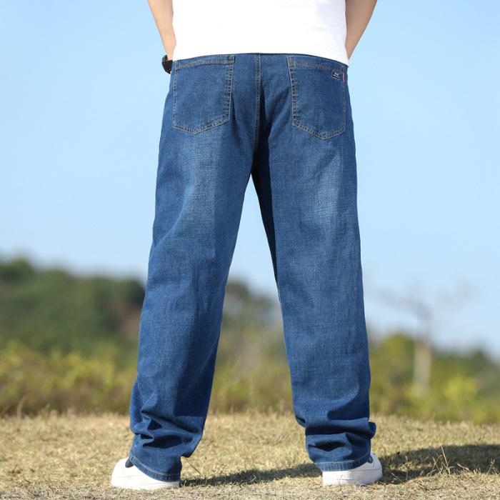 Jeans Uomo Autunnali e Primaverili Gamba Dritta Larga Taglie Forti Extra Large Pantaloni Casual Uomo Vita Alta Pantaloni per Uomo Grasso Pantaloni a Gamba Larga