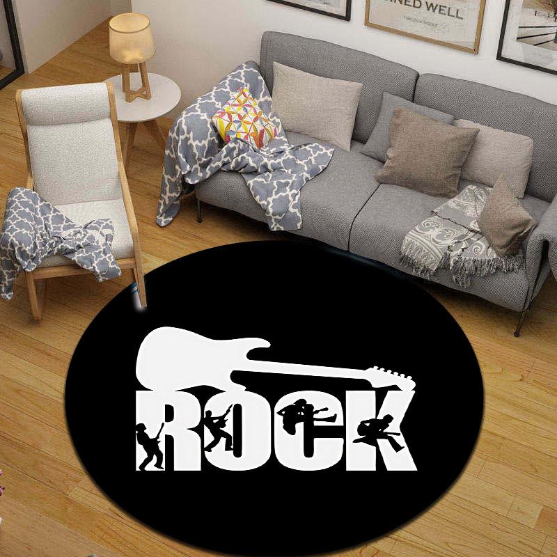 Folk Round Rose Multicolor Rug Mat, Non-Slip Floor Mat for Office