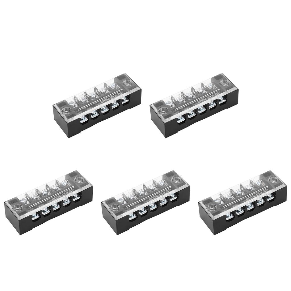 5pcs Terminal Block Barrier Strip Dual Row TB 15A 600V M3 Screws High Tenacity Wire Barrier Block 5 Positions(1505)