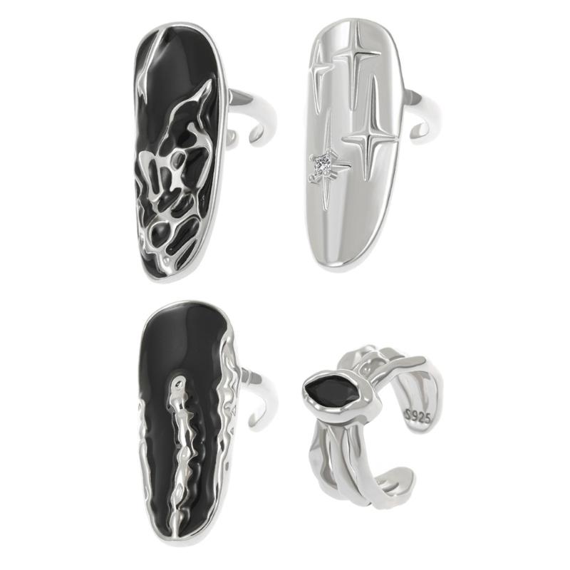 

Панк Кольцо на палец Звезда Необычный узор Открытое кольцо Простые украшения для вечеринки Украшение для ногтей Кольца на кончики пальцев Подарок 1