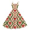 Women's Off-Shoulder Vintage Dress with Christmas Print for Holiday Parties and Evening Wear