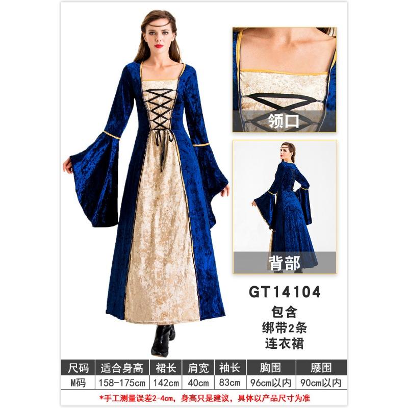 Vintage Halloween Christmas Court Costume Adult Female Golden Velvet Dress Gorgeous Noble Strap Dress Dress