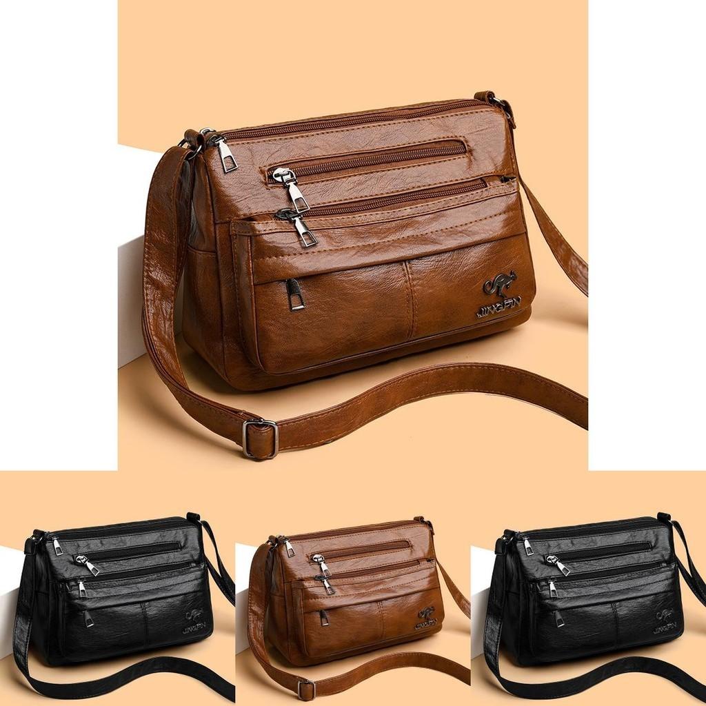 Chic Street Style Medium Square Bag Soft Pu Leather With Mobile Phone Pocket