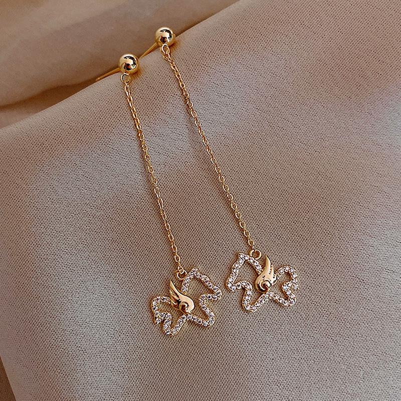 

S925 Silver Pegasus Tassel Earrings – Trendy Long Drop Studs