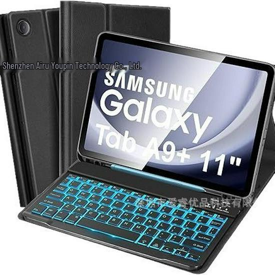 Suitable for Samsung A9 Plus Tablet: 11+ Bluetooth Keyboard with Backlit RGB and Leather Protective Case S789 10FE.