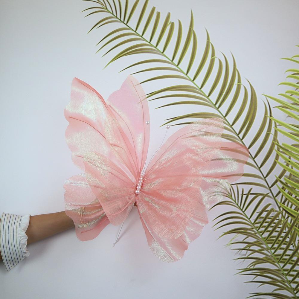 New 30/50cm Artificial Butterfly Outdoor Giant Gauze Fake Butterfly 3D Silk Yarn Butterfly Wedding Party Decoration