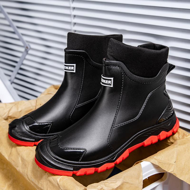 Men's rain shoes fashionable versatile fishing sea shoes thickened wear-resistant comfortable water boots adult four-season rubber shoes
