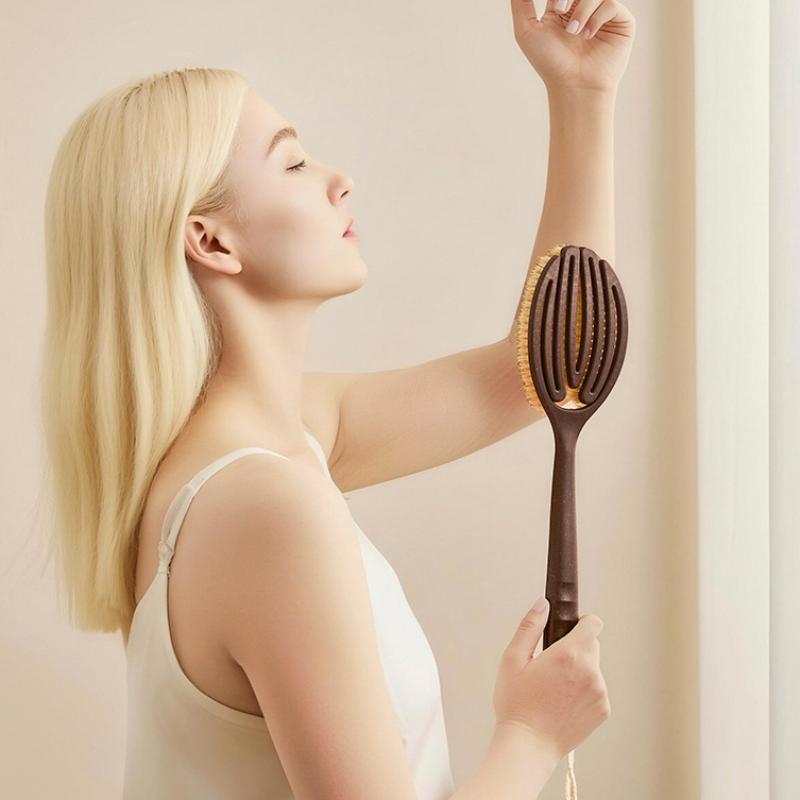 Natural Coconut Bristle Back Scrubber with Long Handle for Effortless Body Cleansing onesize