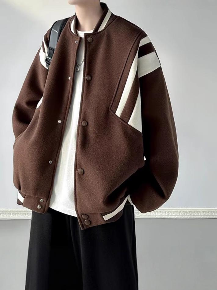 Men's Retro Color-Block Baseball Jacket - Spring/Fall High-Street Style, Cool Hipster Flight Jacket for Couples