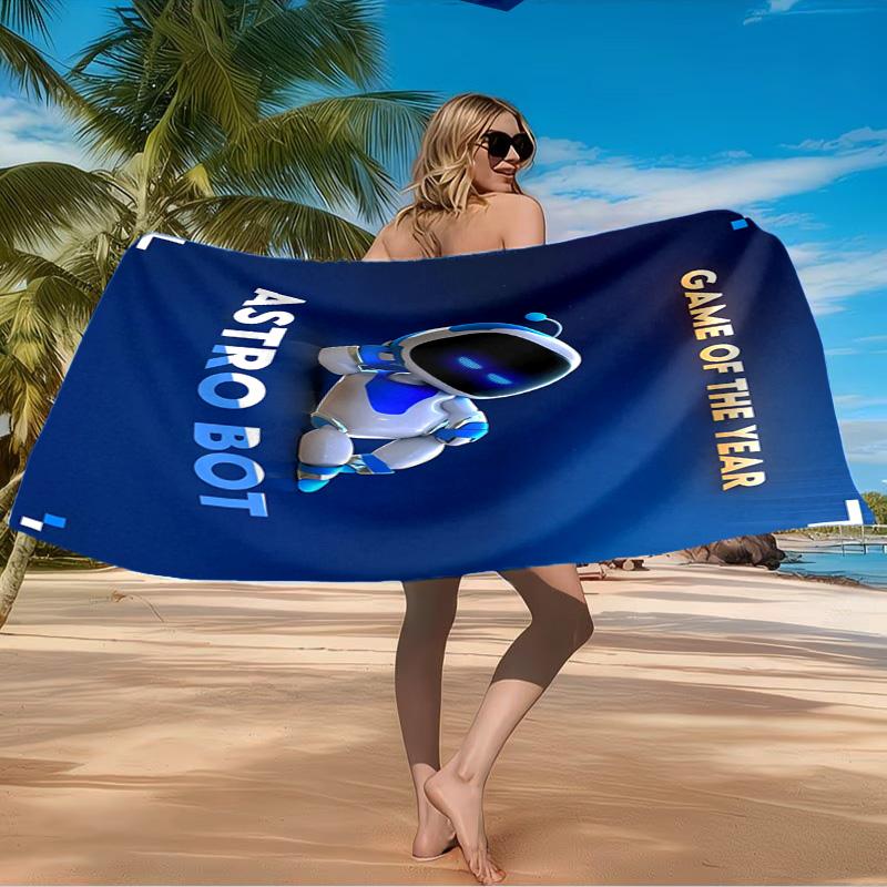 Weltraumabenteuer Roboter Strandtuch Mikrofaser Strandtuch, Leicht und Schnelltrocknend, für Sommerreisen, Schwimmbad Fan Geburtstagsgeschenk