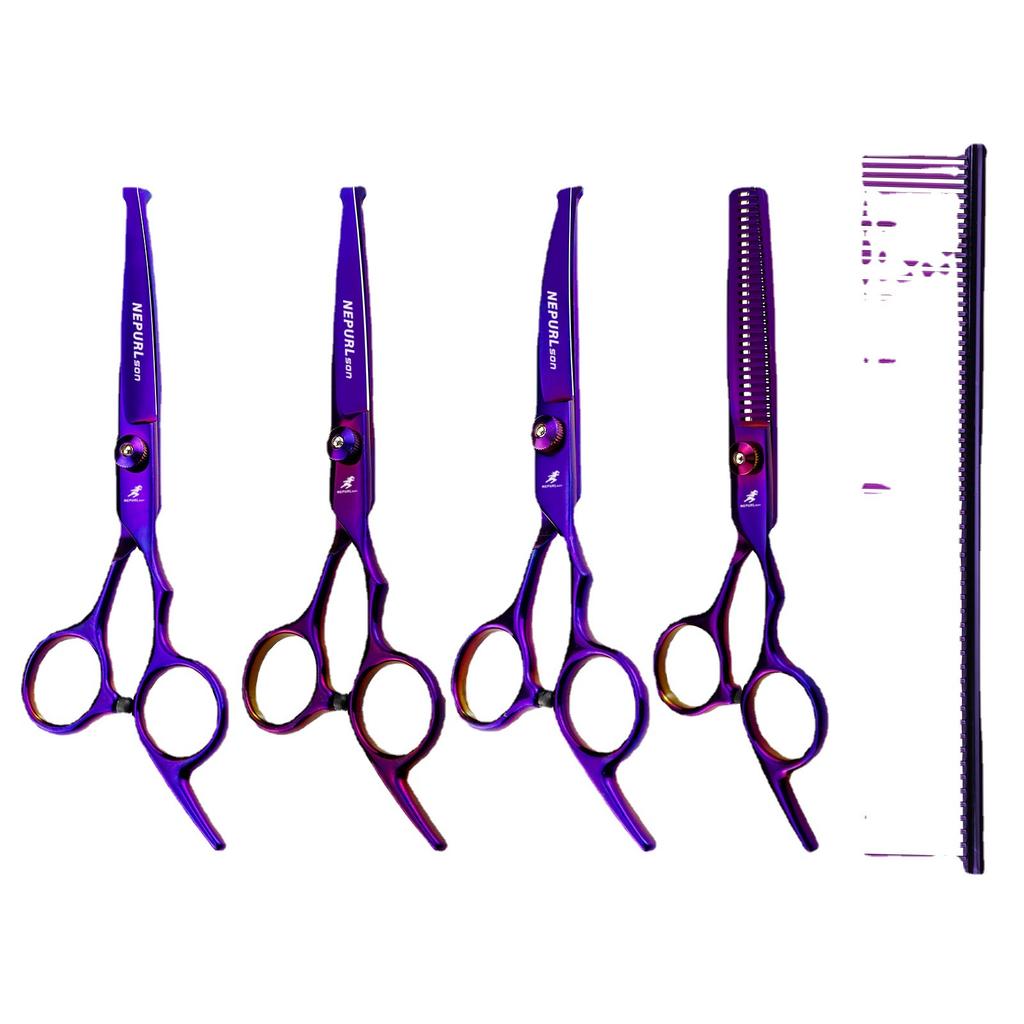 6.0 Inch Baby Head Height Screws 4 Packs, High-End Pet Beauty Scissors Curved And Straight Scissors Set