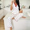 Fashion Women's Two-piece Loungewear Set, Printed Short-sleeve Top & Full-length Pants, Comfortable Sleepwear for Everyday & Relaxation
