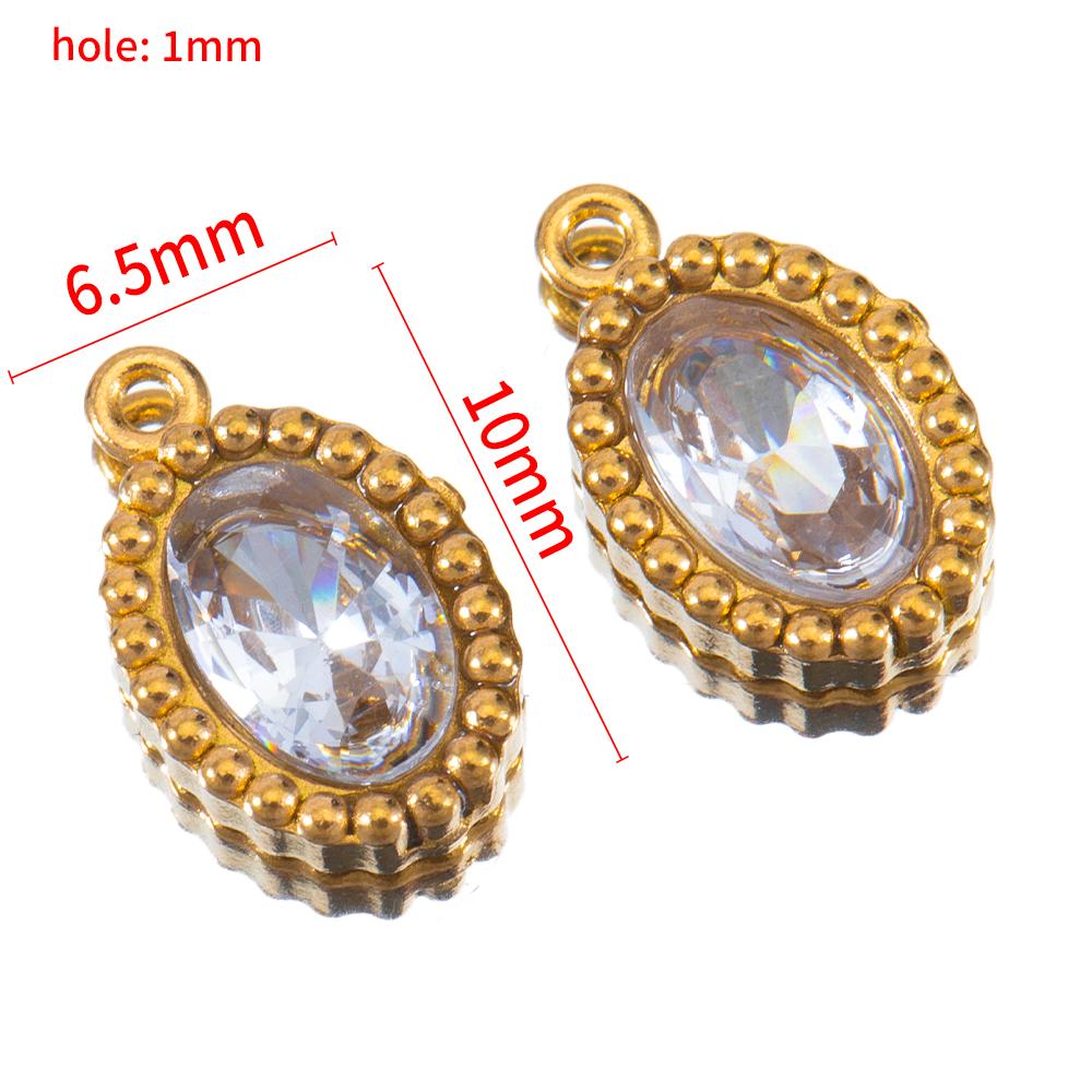 10pcs Shiny Crystal Waterdrop Charms Stainless Steel Colorful Oval Pendants for Necklace Earrings DIY Cloth Jewelry Making Bulk