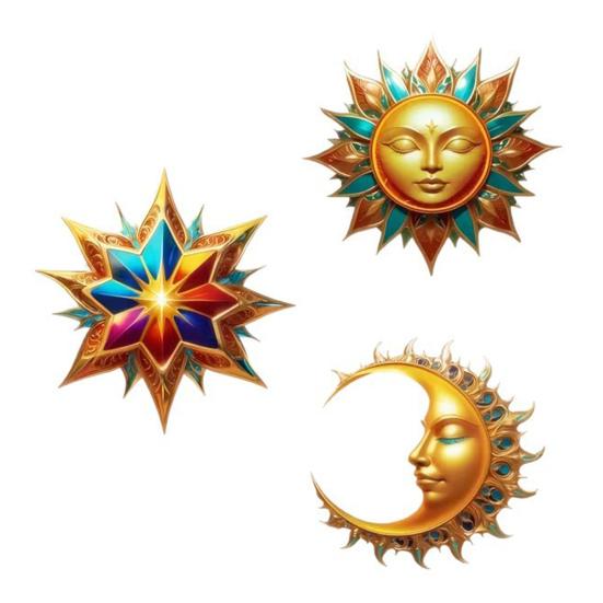 

3Pcs Sun Moon Star Wall Decorations Waterproof Bohemian Sun Moon Star Wooden Wall Art Set Outdoor Indoor Hanging Decor Retro Style Garden Patio Fence 1