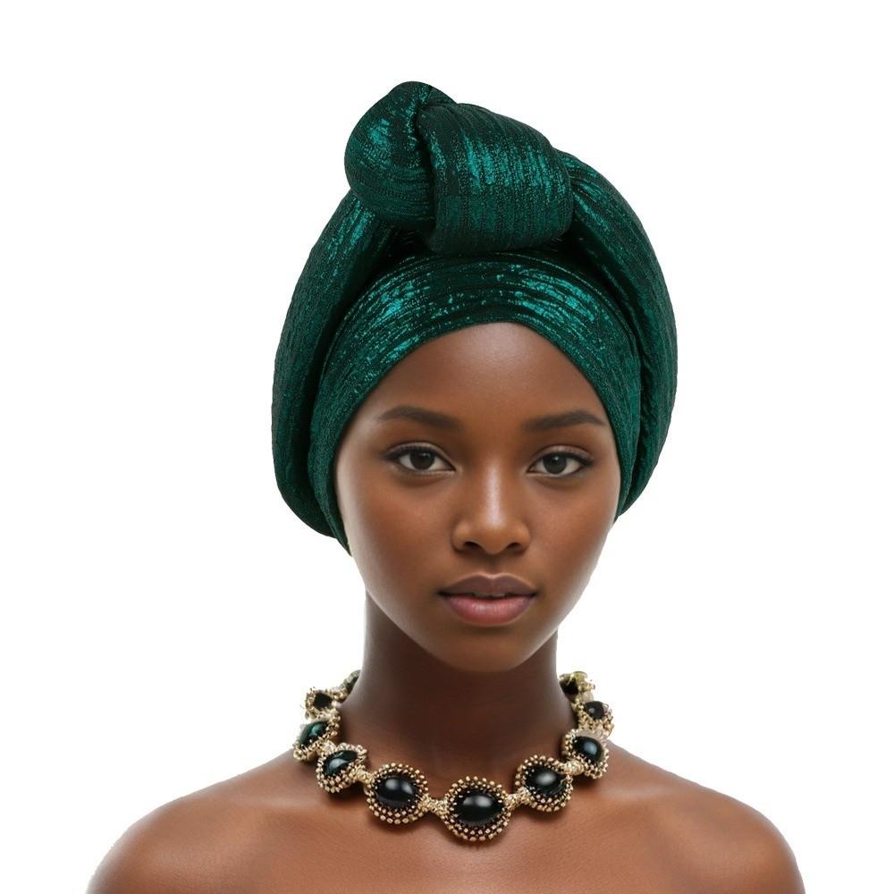 Polyester African Gele Headwrap Front Knot Elegant Headpiece Chic Nigerian Yoruba Turban Party