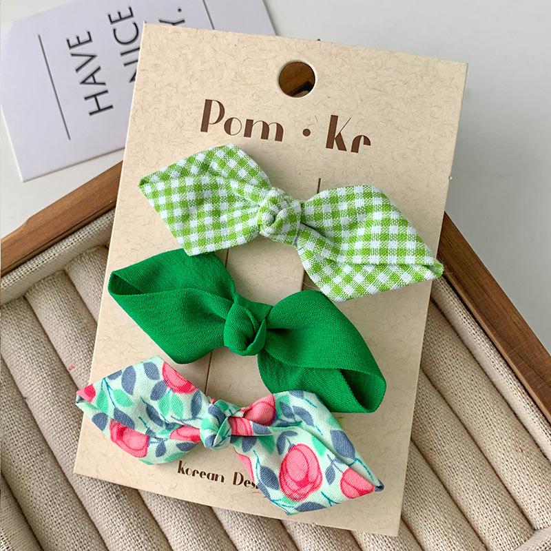 

Cute Bows Baby Girls Hairpin Set Floral Plaid Bangs Hair Clip Korean Hair Accessories Sweet Kids Headdress 3Pcs/Lot