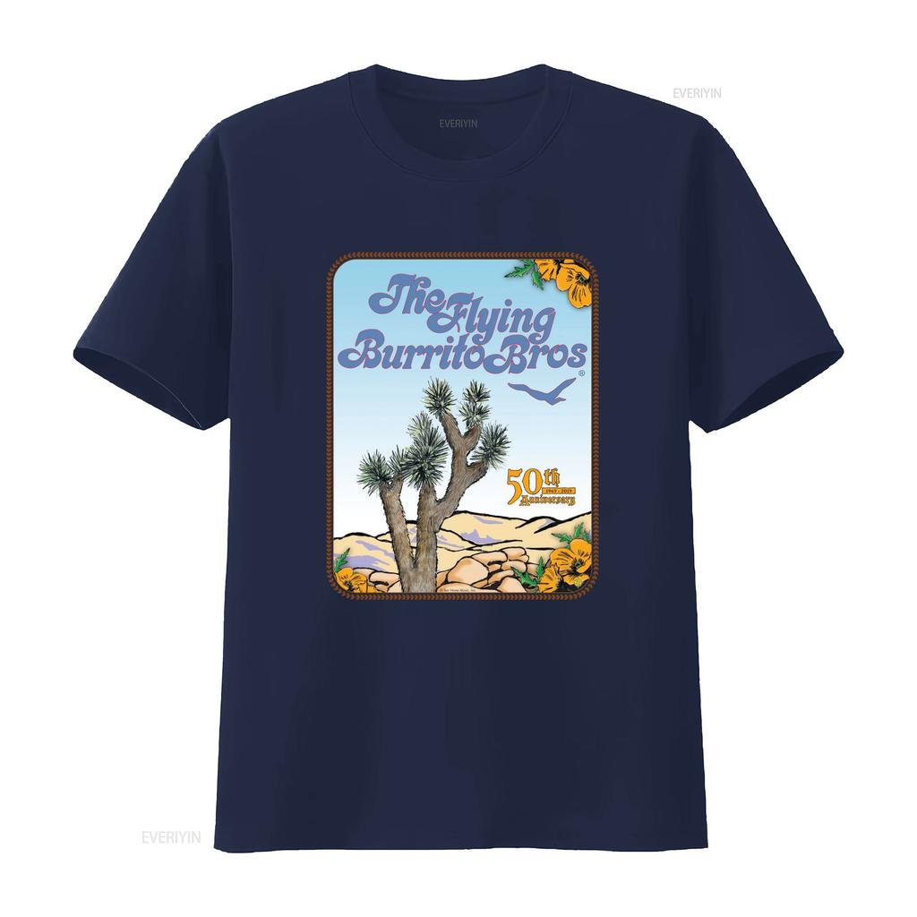 Vintage Retro Flying Burrito Bros th Anniversary Desert Joshua Tree Print Casual T Shirt vintage Washed Breathable Versatile