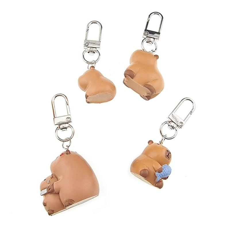 Lovely Capybara Keychain Adorable Cartoon Designed Key Holder Hanging Ornament for Bag Charm or Car Decoration