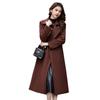 Women's Extra Long Wool Coat with Tie - Autumn/Winter Korean Fashion, Lapel Design (HR1018)