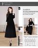 Hepburn Style Black Velvet Long Sleeve Dress - French High-End Autumn/Winter Women's Waist-Cinched Slimming Gown