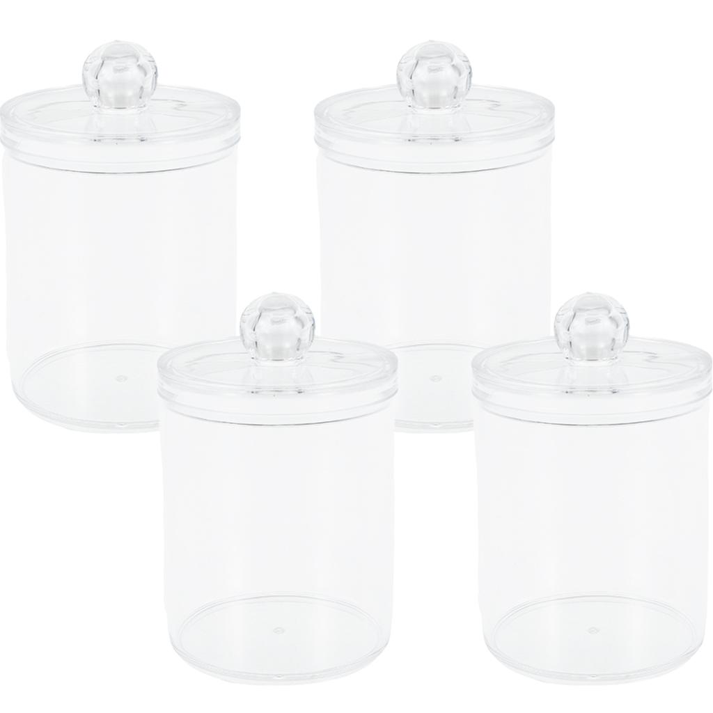 Acrylic Storage Box Bathroom Jar Makeup Organizer Cotton Round Pad Holder Cotton Swab Box Qtip Holder Dispenser with Bamboo Lid