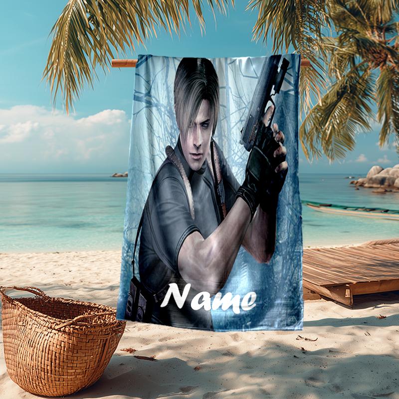 Custom Name Ultra-Soft Beach Towel with Resident Evil Theme,Ideal for Pool - Camping, Diving - Perfect Travel Essential, Vibrant Beach Towel.