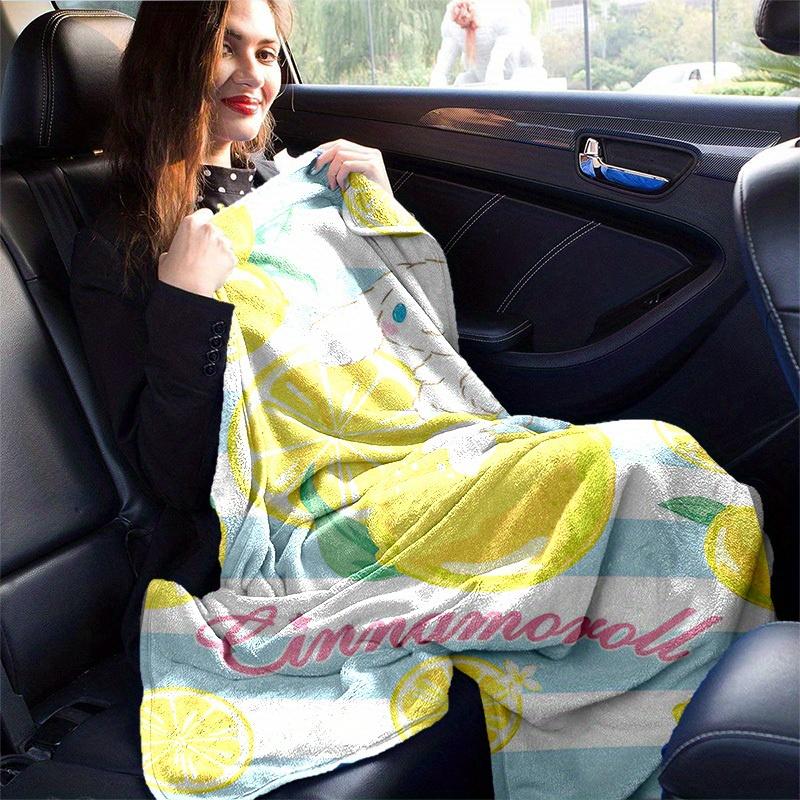 1pc, Sanrio Cute Cinnamoroll Lemon Home Decor Blanket: Perfect Gift for Bedroom, Living Room, Travel, Camping, Car, Beach, Office Nap. Soft Flannel Th