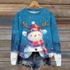 Ladies' Christmas Printed Long Sleeved Round Neck Hoodie Loose Top