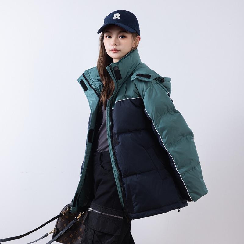 Feather New White Duck Down Hooded Thickened Winter New Splicing Design Jacket Down Jacket Women