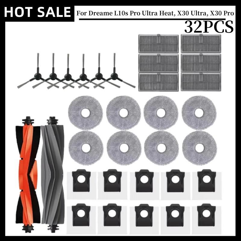 Für Dreame L10s Pro Ultra Heat, X30 Ultra, X30 Pro Staubsauger Ersatzzubehör Hauptseitenbürste Filter Mopp Staubbeutel