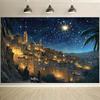 Geburtsszene Bethlehem Wandteppich, Weihnachtsnacht Hintergrundtuch, Religiöse Dekoration