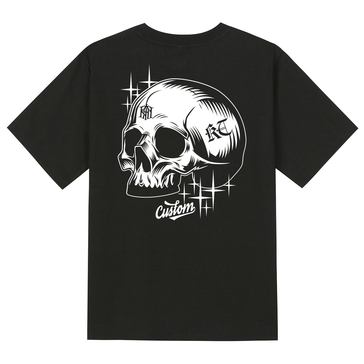 Khan 6312 Ktb0190 Skull Art Short Sleeve T-Shirt Black Black/L