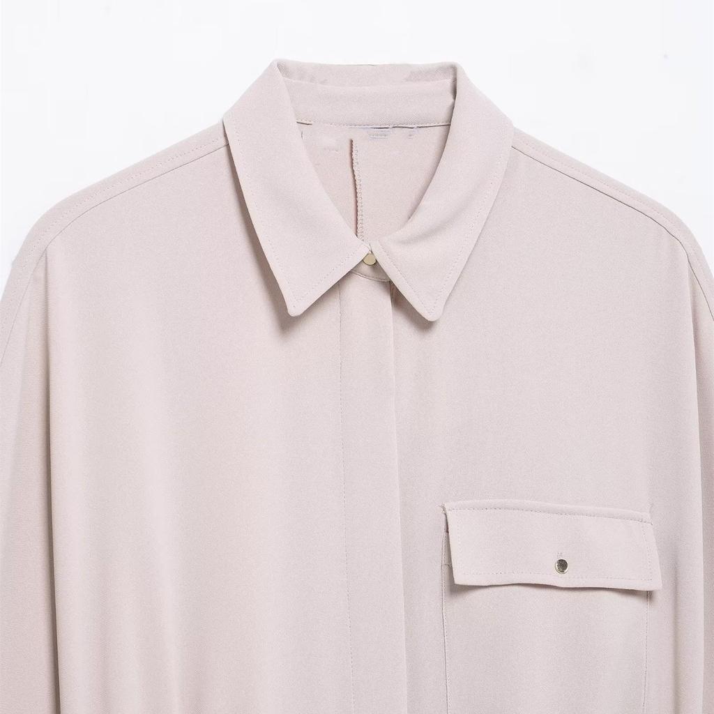 Spring 2025 Women's Slim Fit Drawstring Waist Workwear Shirt