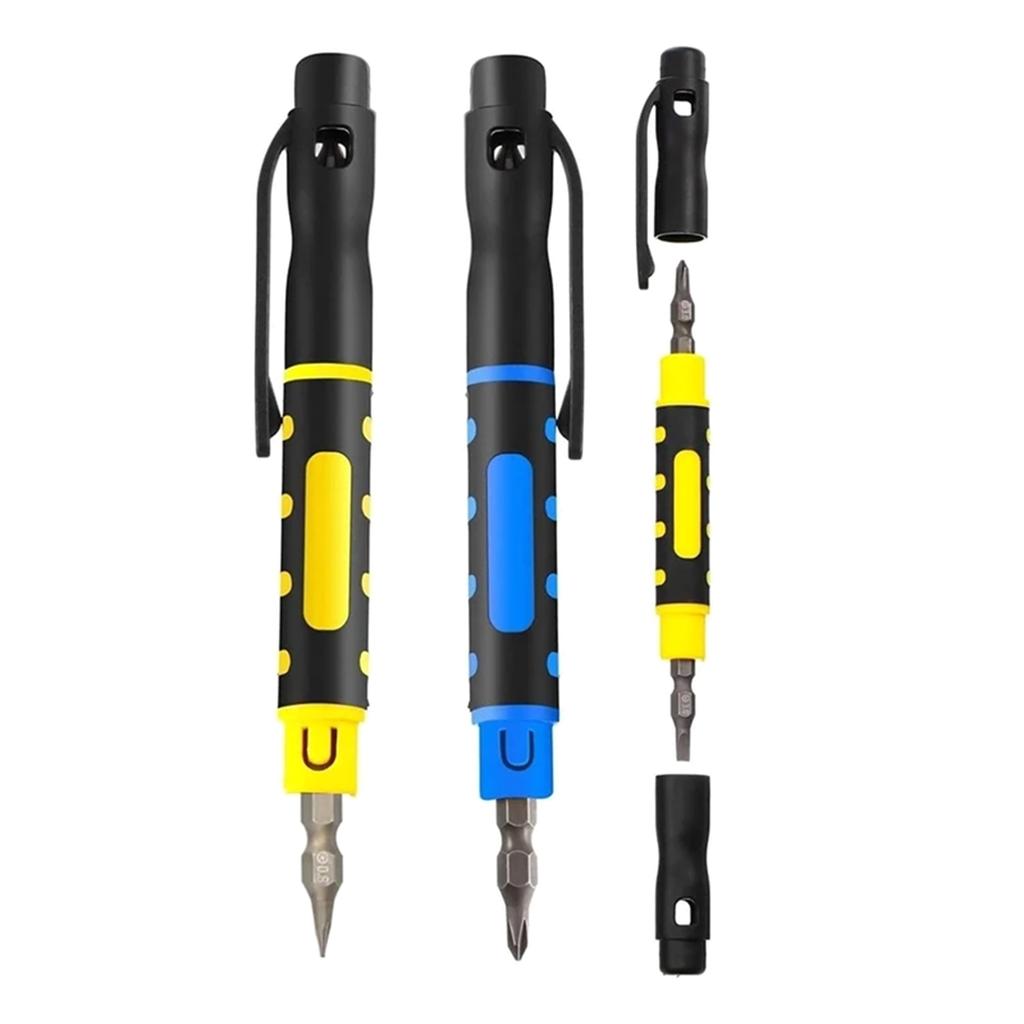 Multifunction 4 in 1 Pen Style Screwdriver with Magnetic Tips Double Ended Crossing Flathead Tips Pocket Screwdriver