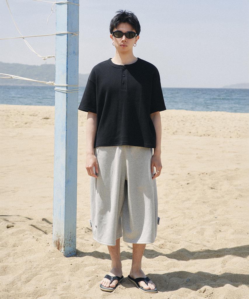 XERO Waffle Crop Henley Neck T-Shirt [Black]