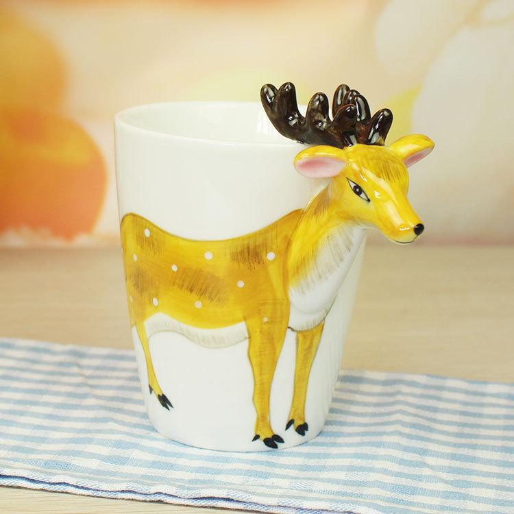 Creative Ceramic Puppy Giraffe Coffee Cup Cute Animal Mug Relief Three-dimensional Decor Afternoon Tea Breakfast Milk Mug 400ml