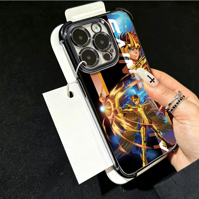 Anime S-Saint S-Seiya Plating Phone Case For Xiaomi Poco X5 X6 X7 X8 Pro Max F8 Ultra F7 M8 M7 M5S Redmi 15C 15 14C 13C 13 X3 12