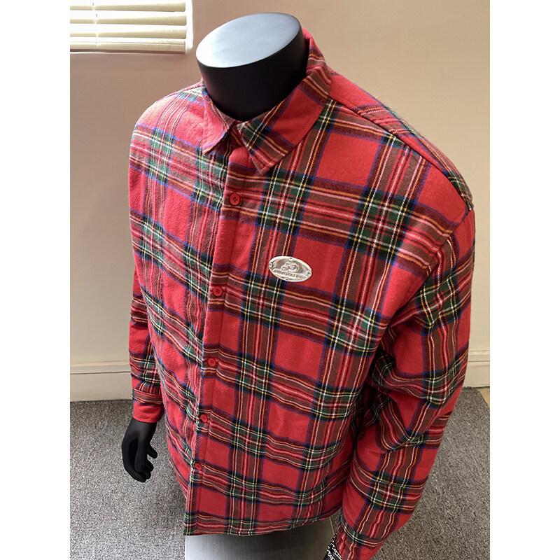 Cotton-thickened Men's Long-sleeved Shirt Cotton Jacket Retro Youth Lapel Clamp Warm Cotton Jacket Plaid