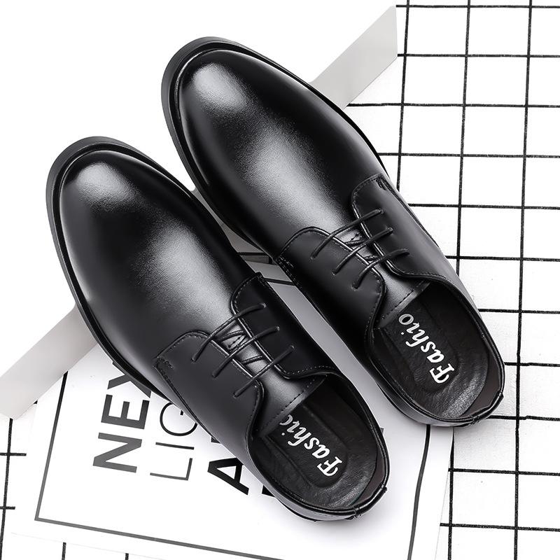 Leather shoes men's business dress high-end sense pointed head inner height increase casual shoes British groom wedding leather soft leather suit